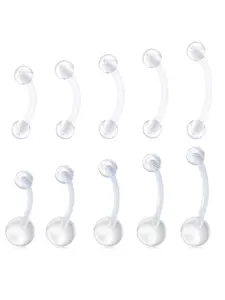14g Clear Belly Button Rings Bioflex Plastic Belly Ring Curved Barbell Navel Piercings Retainers Belly Piercing Jewelry for Work Surgery 10mm 14mm 16mm 18mm