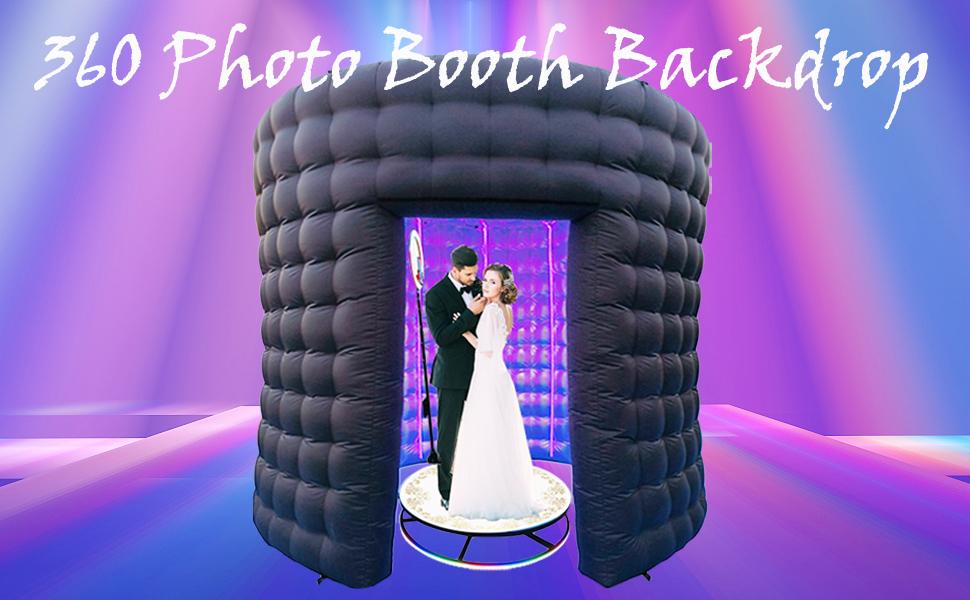 SAYOK 10ft Diameter Round Inflatable LED 360 Photo Booth Enclosure with LED Lights & Blower, 360 Photo Booth Backdrop for Wedding, Party, Birthday, Exhibition