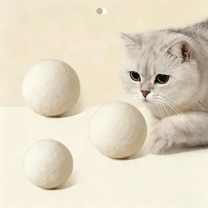 【Summervibes】Natural Wool Cat Ball, Silent Soft Cat Toy Balls for Indoor Cats, Non-Toxic Interactive Chasing Balls for Kittens, Eco-Friendly Quiet Cat Toys for Bored Cats