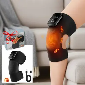 Wireless Knee Massager, Electric Heated Knee Pad with LCD Touch Screen, 3 Heat Levels, 3 Vibration Modes,  15 Minute Smart Timer, Adjustable Strap, Ergonomic Design, Body Relaxation, Perfect for Holiday Gifts