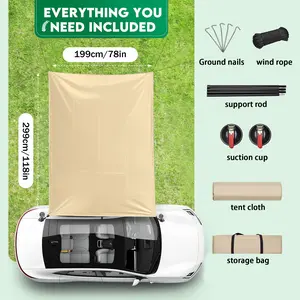 Outdoor Car Side Awning Sunshade, UV Protection Canopy Shelter, Portable Beach Umbrella, Suitable for Road Trips, Beaches & Camping