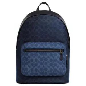 COACH West 32 Monogram Printed Coated Canvas Backpack, Large, Men’s, Denim Blue
