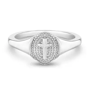 Signet Cross Size 2-5 Baby / Toddler / Kids Ring Religious - Sterling Silver