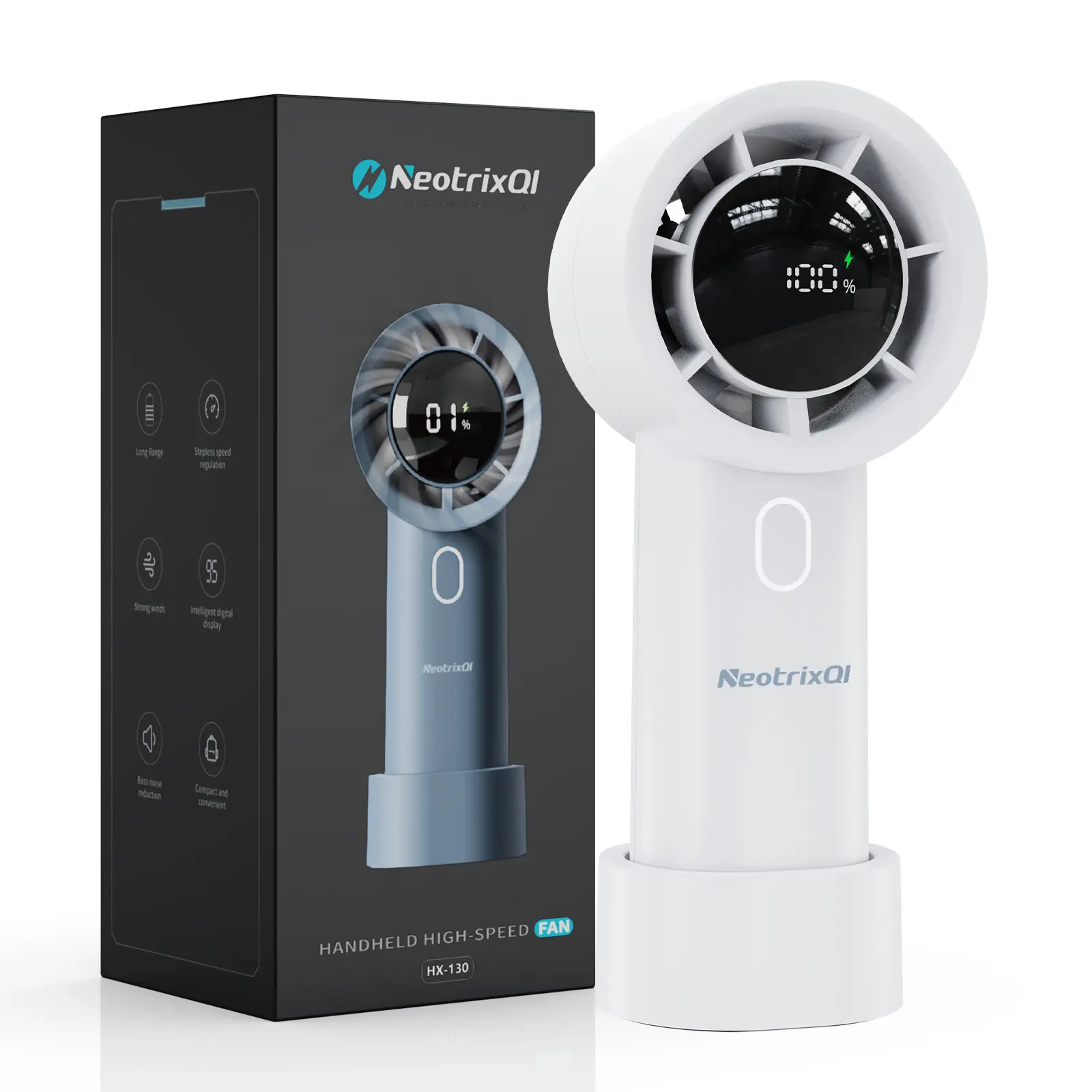 Portable fan, 3000mAh large-capacity battery, five-speed wind settings, 13,000 RPM strong blowing, turbo boost, USB rechargeable handheld fan, suitable for indoor/makeup/travel/camping/shopping/sports/beach.