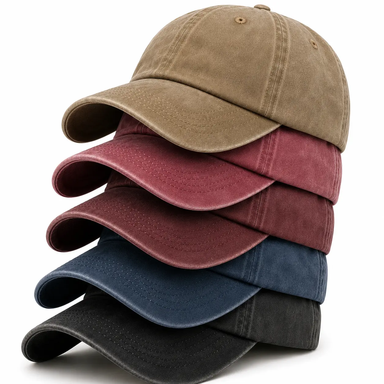 5 pack $29.99 Vintage Washed Cotton Baseball Cap - Unisex Adjustable Plain Dad Hat, Retro Classic Everyday Sun Cap Unisex Casual Street Style Minimalist Solid Color Baseball Cap Adjustable, New Trend All-match Sportive Baseball Cap, Trendy Hat  All Season