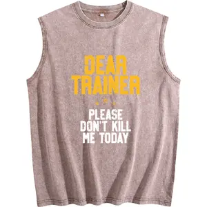 Funny Sleeveless Workout Vest – 'Dear Trainer, Please Don’t Kill Me' Casual Summer Top with Crew Neck, Perfect for Men & Women