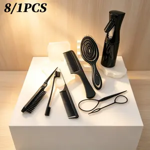 8/3/1Pcs Hair Styling Tool Set | Edge Brush + Rat Tail Comb + Detangling Brush + Spray Bottle, Wig & Braid Styling Kit for Ponytail, Flyaway Control, Daily Hair Care, Women Beauty Tools