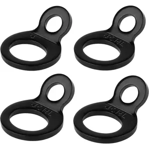 Multi-Purpose Tie Down Strap Rings Stainless Steel Tie-Down Anchors Hooks for Mounting in The Garage, Work Shop, , Trailer, Golf Cart, Fence Black (4-Pack)