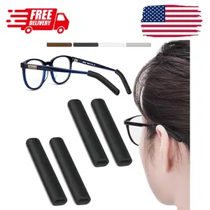 2 Pairs Silicone Glasses Ear Cushion Grippers Anti Slip (Black)