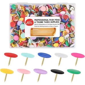 400-count Colorful Plastic Round Decorative Thumb Tacks Push Pins for Corkboard