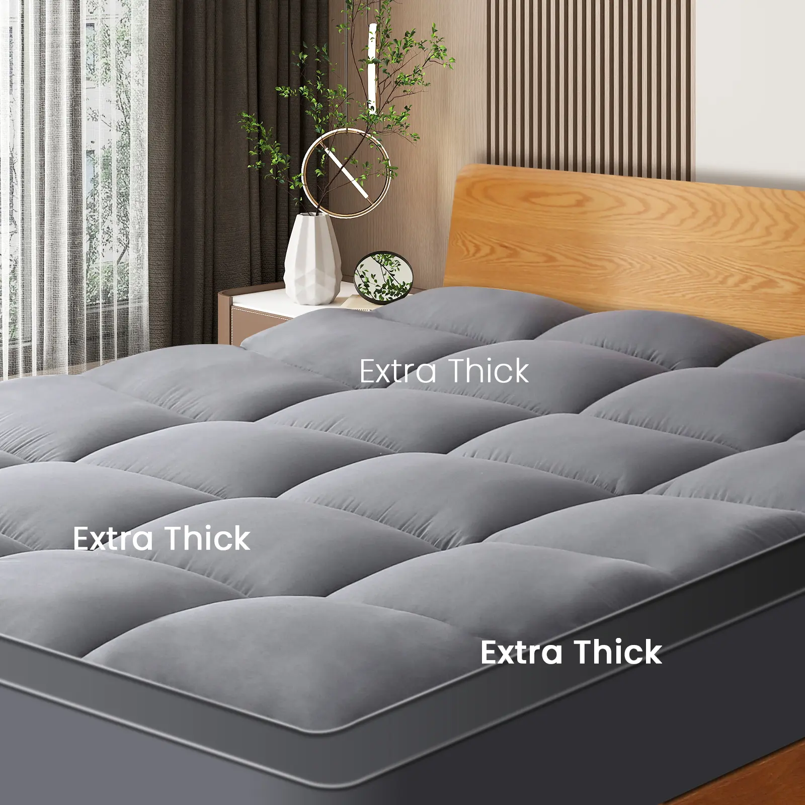 【DealsForYouDays】 VALUXE Cooling Mattress Topper, Extra Thick Pillow-Top Pad with 8–21″ Deep Pocket, Soft & Breathable Mattress Pad Cover, Machine Washable (Twin–Cal King) Summervibes