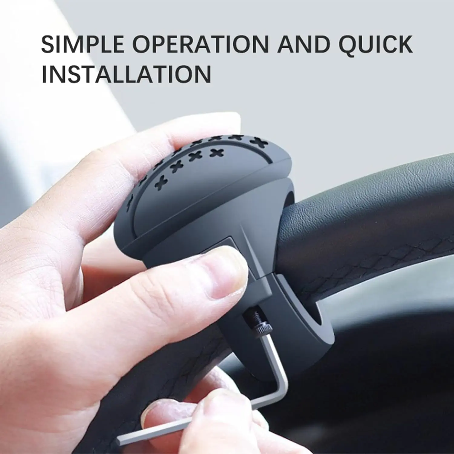 Car Accessories Steering Wheel Knob Spinner, Soft Silicone Steering Wheel Auxiliary Ball with Metal Bearings, 360° Rotation Car Power Handle Knob for Cars, Trucks, Tractors, Boats (Black)