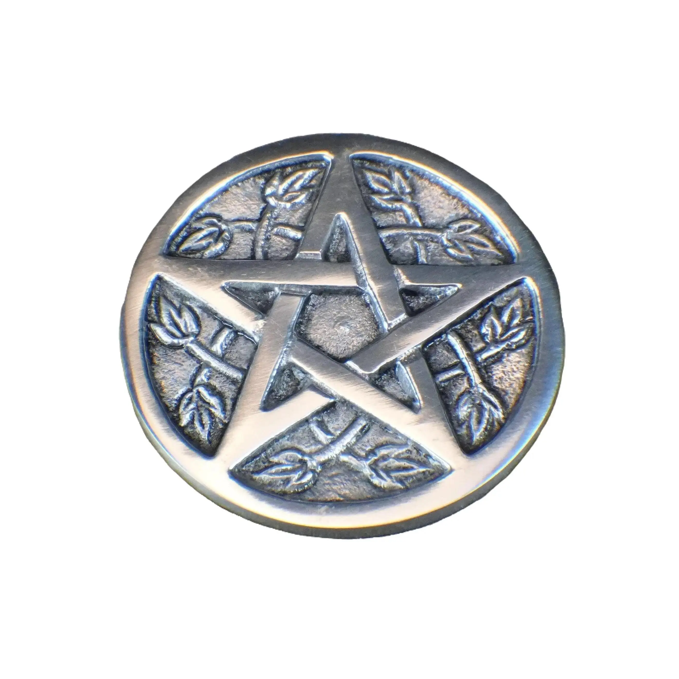 3.5-Inch Aluminum Altar Tile - Leaf-Wrapped Pentacle for Earth-Centered Rituals Lightweight & Strong Decorative Ornament for Religious Practices Metal