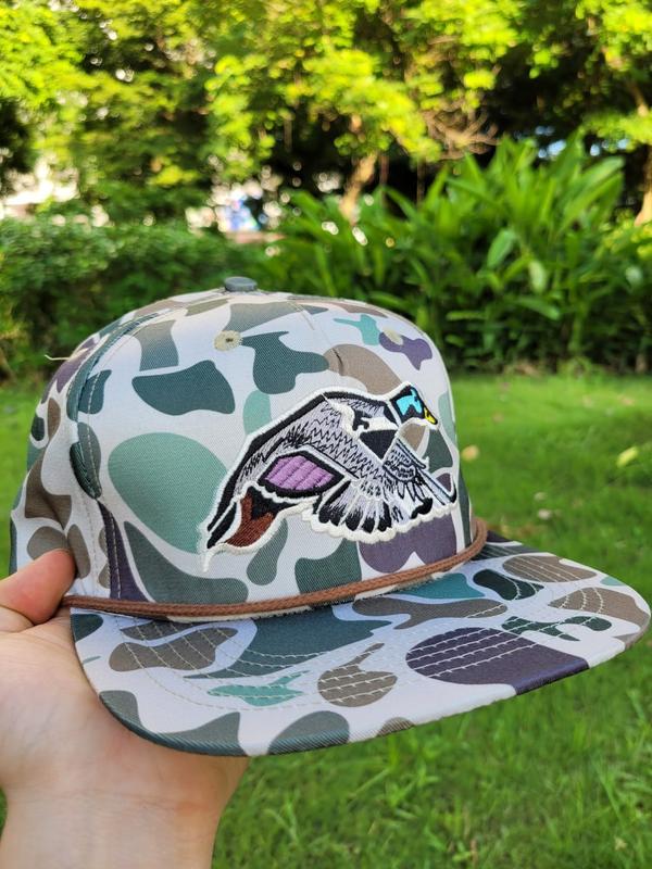 Mallard Duck Rope Camo Snapback Hat - Durable Rope Material, Secure Snapback Closure, Natural Camo Design