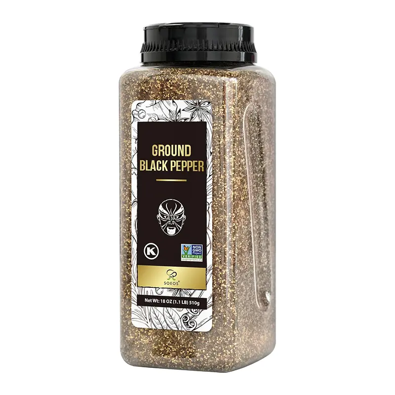 Soeos Table Ground Black Pepper, 18 oz (510g) Non-GMO, Freshly Peppercorn Powder for Spices & Flavor