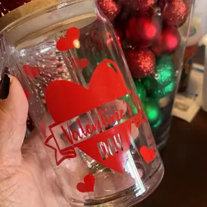 Red Heart glass can