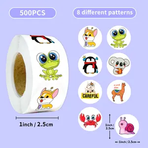 500 Sheets/roll of Cute Animal Stickers, Sealing Stickers for Mugs, Laptops, Suitcases, DIY Notebook Decorations, Birthday Gifts.