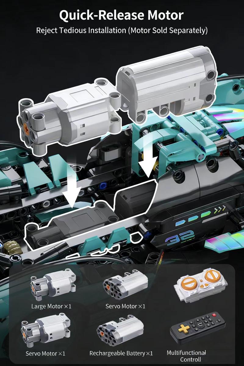 Compatible with Lego remote control toy building blocks, assembly supercar children's toy car racing model, small particles.