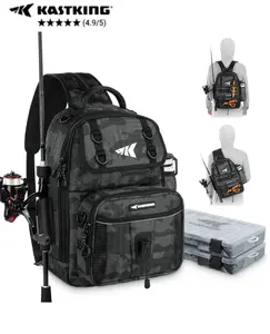 KastKing BaitSpace Fishing Sling Bag, Fishing Backpack with Rod & Beverage Holder, Tackle Bag for Fishing Gear SummerVibes