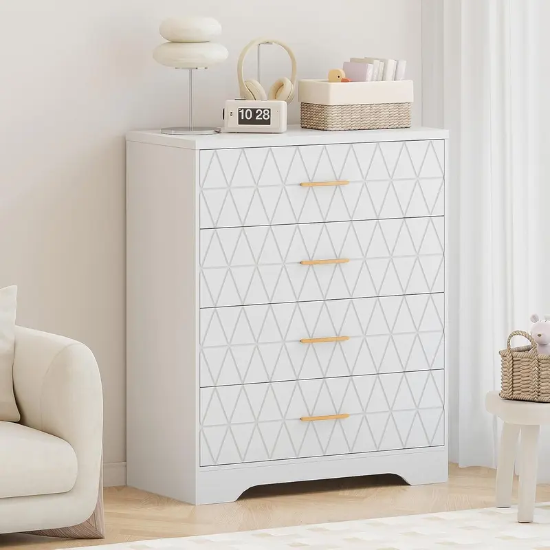 gold and white chest of drawers - TikTok Shop