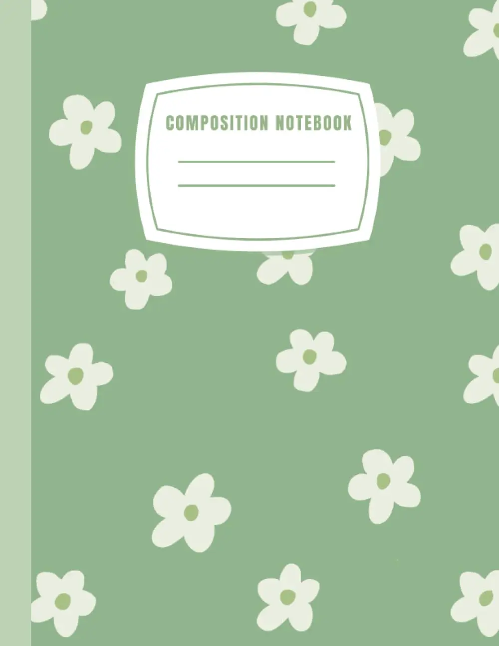 Super Cute Preppy Y2K Composition Notebook Sage Green Daisy Flowers Color Combination Book: Wide Ruled School Supply Journal for Girls, Kids, Teens, Back to School & Office Supplies