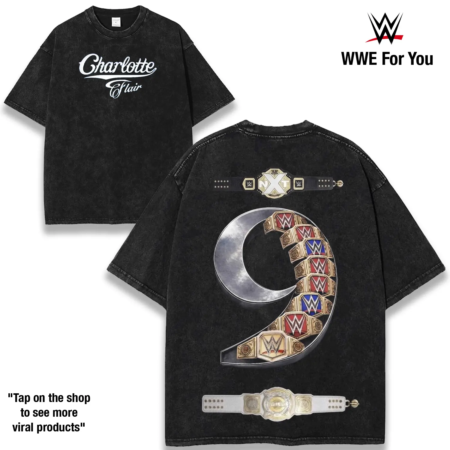WWE Charlotte Flair “The Queen” Legacy Dominance Tee – Showcasing Championship Career, Multiple Women’s Title Reigns, WrestleMania Main Event Excellence, Elite Athleticism & Iconic Flair Dynasty Power, Premium 230gsm Cotton Streetwear for Fans