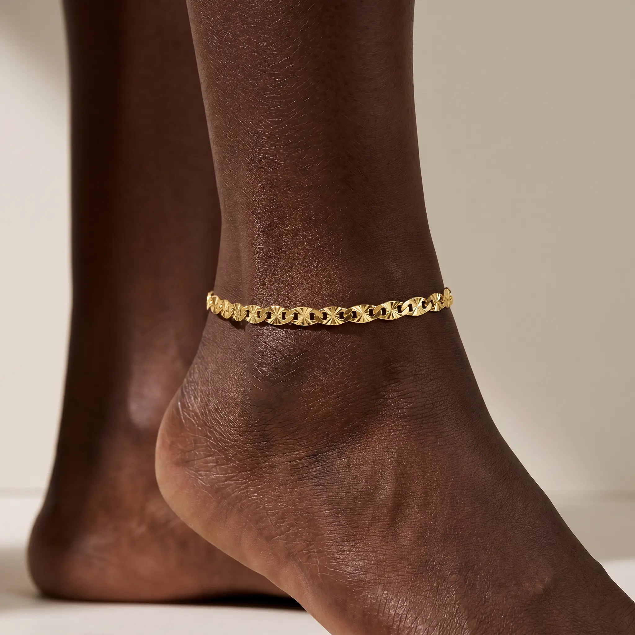 Aprilery Starburst Engraved Adjustable Anklet Summer Daily Wear Foot Jewelry
