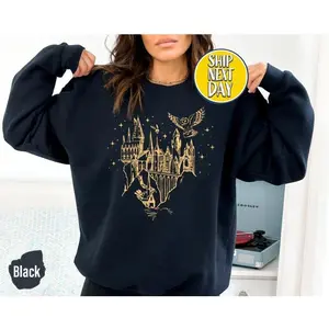 Wizard Castle Sweatshirt and Hoodie, Wizard School Sweater, Magical Castle Hoodie, Magic Lover Sweater, Wizard Sweater, Magic Hoodie -ED012