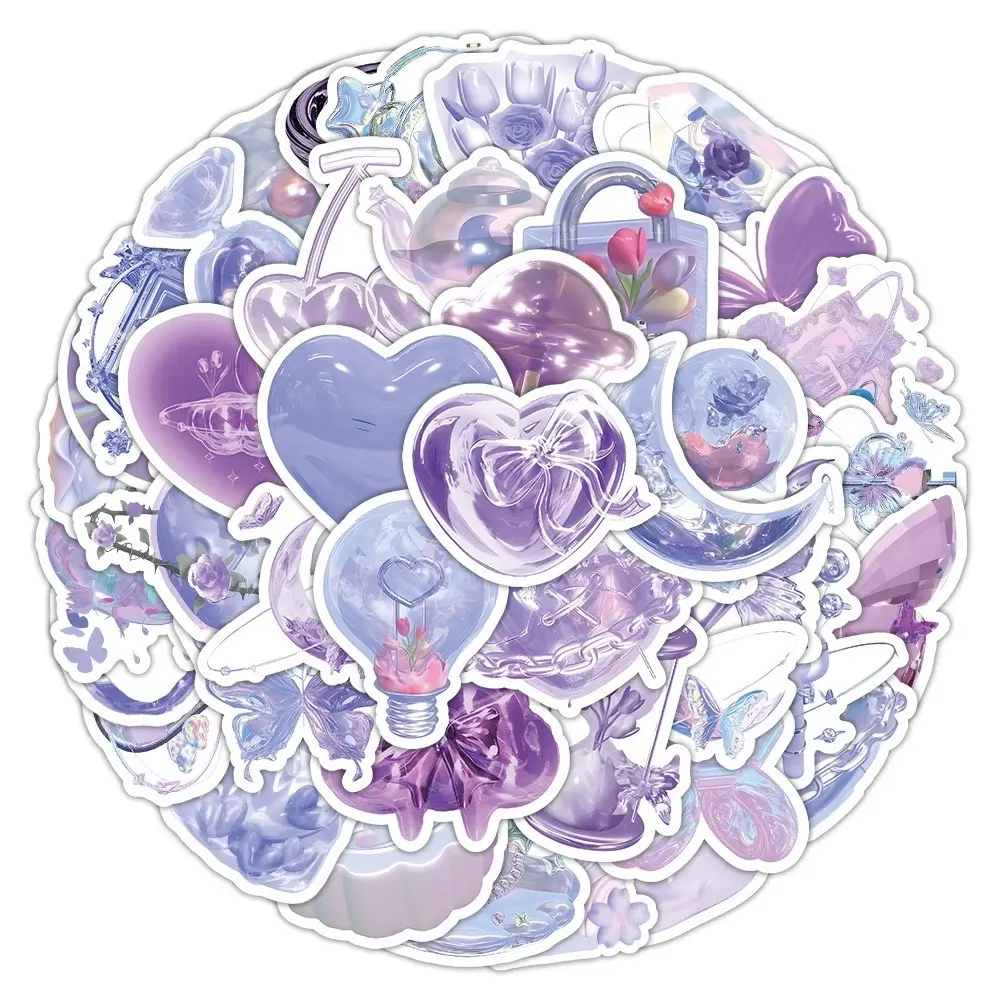 60 purple and pink double-series stickers ins style creative decoration notebook handbook DIY