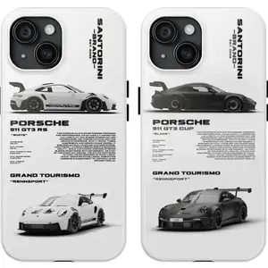 Porsche 911 GT3 RS Matching Phone Case for Couples| Black & White His & Hers Porsche Phone Cover Suitable for iPhone 17-11 Pro Max/Plus and  Samsung Galaxy S23-25