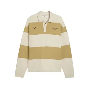 PUMA Mens Porsche Legacy Striped Long Sleeve Shirt Casual Casual - Beige