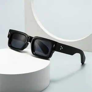 2024 Vintage Square Sunglasses with Thick Acetate Frame, UV Protection, Trendy Eyewear Classic Shades