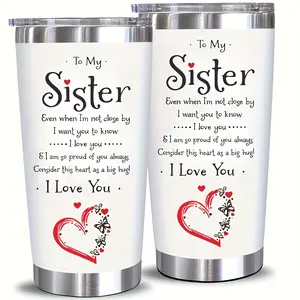 1pc, a 20oz Insulated Tumbler with Lid for My Sister, Keeps Drinks Hot or Cold, Suitable for Summer and Winter Beverages, Outdoor Travel Accessory, Valentine's Day Gift