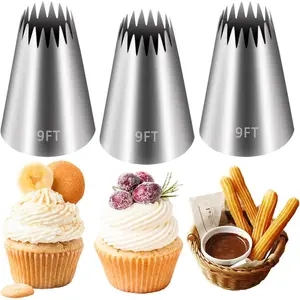 3 Pieces 9FT Large Piping Tips for Cake Decorating, Frosting Piping Kit, Churro Maker,Cake Decorating Kit,Cake Decorating Supplies for Churros,Frosting Tips for Cupcake Cookie
