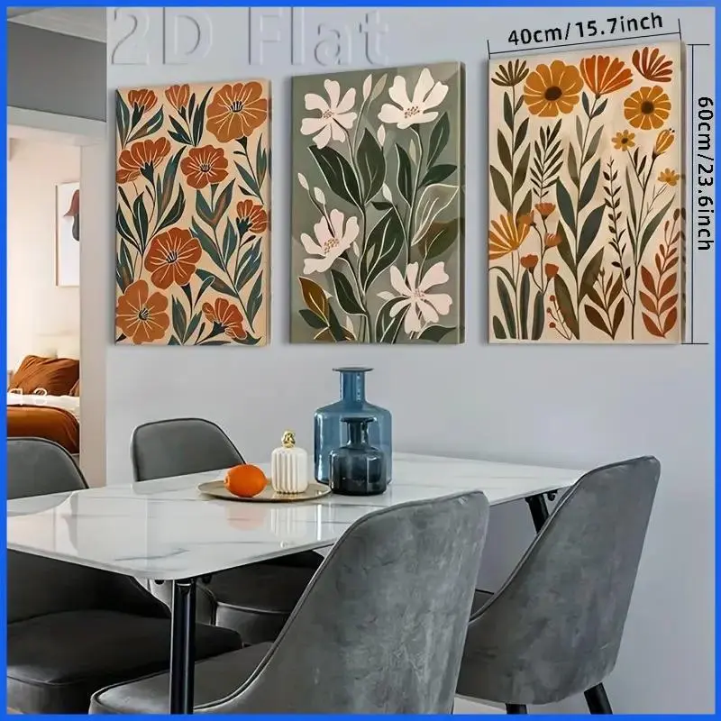 3-piece 2D decorative painting - canvas painting - triptych floral art canvas modern decoration- Affordable room decor - Kitchen decor - Pictures - Fall decor promotions - Picture wall decor - Posters - Fall decor - Room decor - Bathroom decor - Wall deco