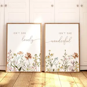 Set of 2 Boho Nursery Wall Art, Wildflower Nursery Decor, Botanical Print, Floral Nursery, Girl Nursery Decor, Vintage Flower Nursery, Girl Room Art