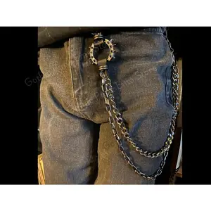 2pc Spiked O Ring Pants Chain: Gothic Punk Biker Wallet Chain fathersdaygiftideas