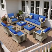 Navy Blue 8 PCS Outdoor Patio Sofa Set