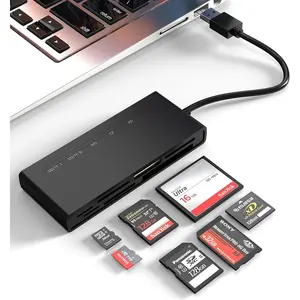 USB3.0 Multi SD Card Reader, SD/TF/ SD/CF/MS/XD 7-in-1 5Gbps High Speed Memory Card Reader for SDXC SDHC TF  SD CF MS MMC Card,  Memory Stick  Duo Adapter Read 5 Cards Simultaneously