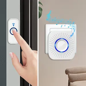 【2 Packs】Wireless Door bell, Mini Doorbell IP55 Waterproof, 1,000ft Range 110dB Mute Mode 32 Door Chime,high-volume of 5 Volume Adjustment levels,Colorful LED Flashing and Silent Function, Safety for Home Office Teachers & Hearing-Impaired.