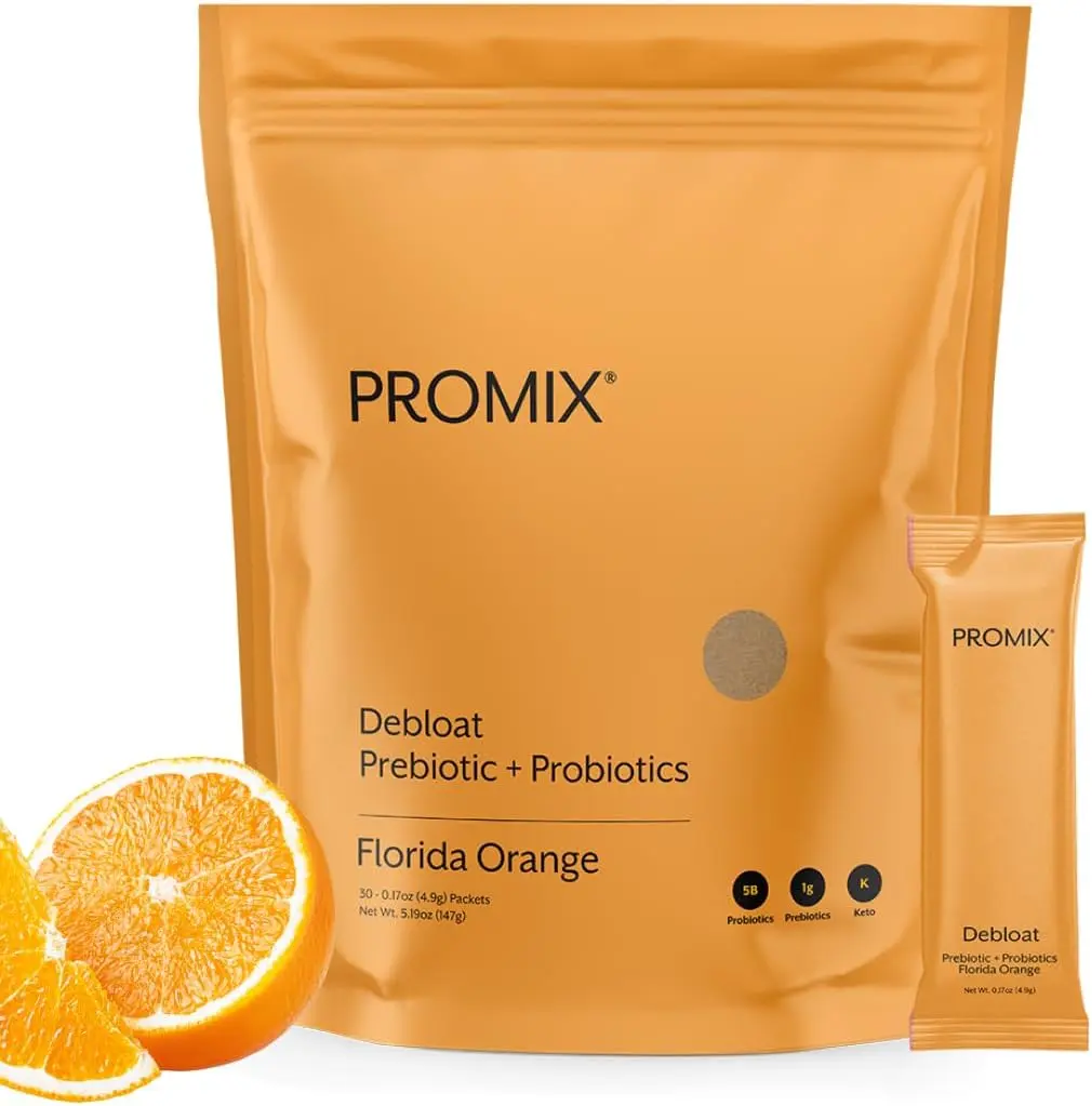 ProMix Nutrition Debloat Prebiotics and Probiotics Immune Support Supplement for Digestion, Cortisol Health, Gut Cleanse - Unflavored - 30 Servings (Pack of 30)