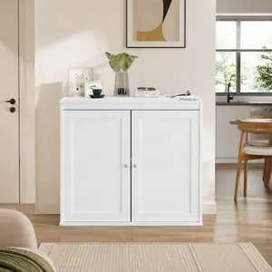 Modern White Kitchen Storage Cabinet Double Doors Adjustable Shelves 25 6 Inch Height Sideboard Buffet for Dining Room Living Room Entryway Anti Tip Engineered Wood Buffet Cabinet Coffee Table TV Stand Nightstand Bedroom Dresser Furniture for Room