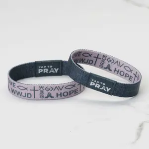 Tap To Pray® Wristband – Symbols of Faith - Taupe