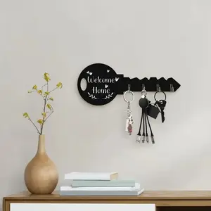 Bohemian Style Rustic Wooden Keychain Holder with Shelf and Hook, Easy Installation Space-Saving Wall Mount Storage Box for Keys Coats