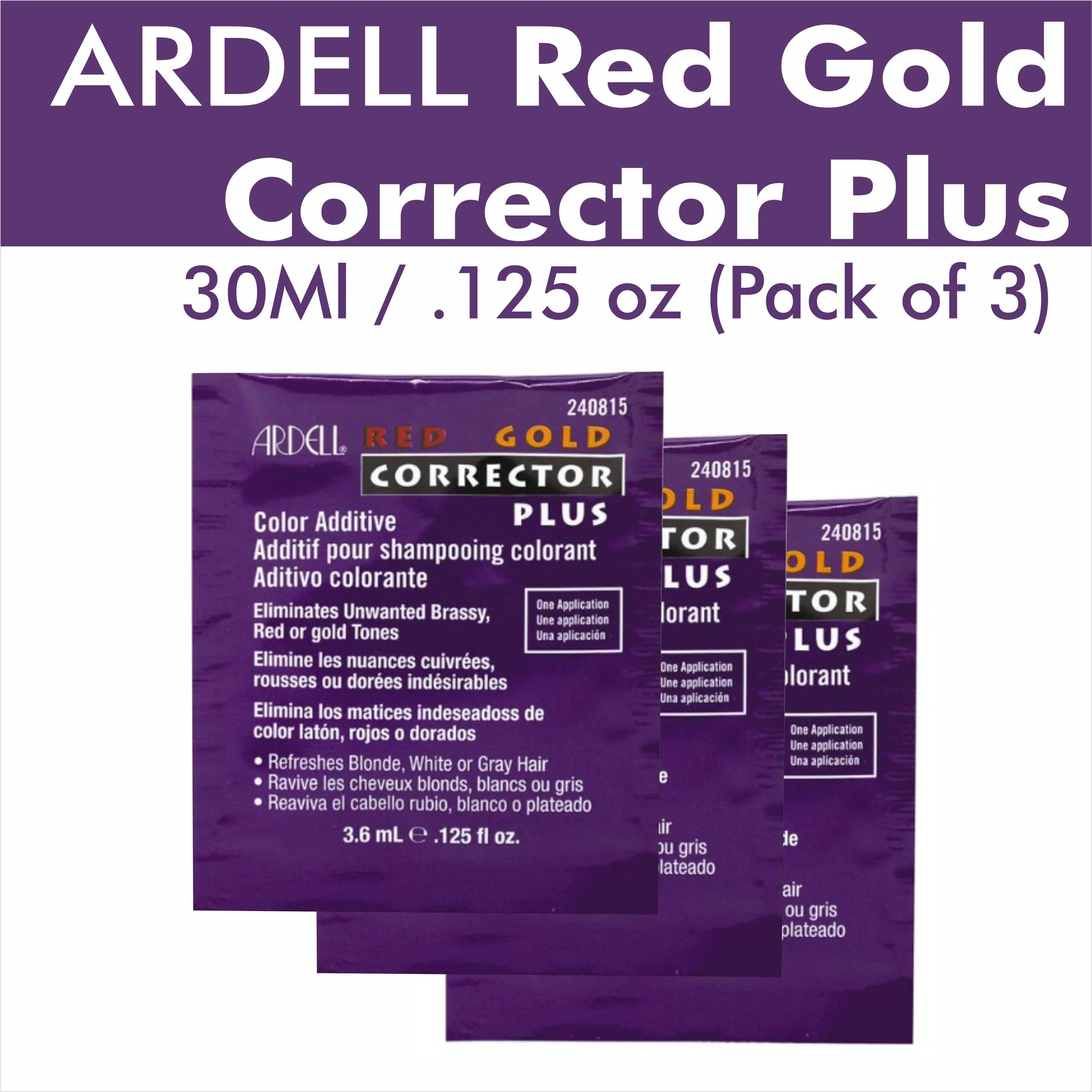 Ardell Red Gold Corrector Plus Additive - Conditioning Makeup Products Hair Color Corrector, Brightening, Cruelty-Free, Correcting Coverage, 0.125 oz (3 Pack)