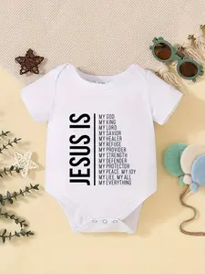 Newborn neutral baby bamboo fiber fabric jumpsuit with cute letter printing, baby boy and girl jumpsuit