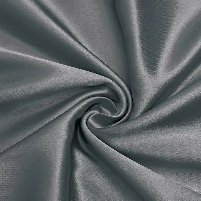 Charmeuse Satin Fabric by The Yard, 60 Inch Wide Dark Grey Satin Fabric Shiny & Soft Cloth Fabric, Silky Satin Fabric for Bridal Dress, Wedding Decorations, Crafts, Sewing, Draping (1 Yard)
