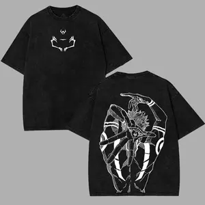 Ryomen Sukuna King Of Cursed JJk Jujutsu Kaisen Anime Manga 2 sided Washed T-shirt, Cotton Menswear Soft Tops graphic tee