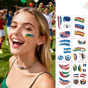 Assorted Soccer Game Day Temporary Tattoos, Waterproof Flag & Soccer Graphic Face Stickers for Adults & Kids