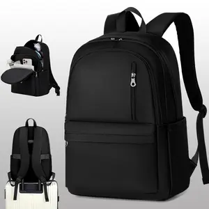 BAGOK Casual Nylon Black Backpack for School and College in Lightweight Daypack Style With Laptop Compartment, Large Capacity Waterproof Multi-layer zipper Suitable for Men Women Boys Girls Gym Travel and Work